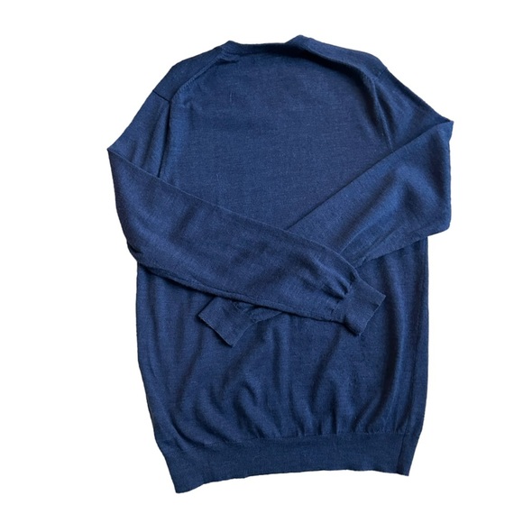 J Crew Mens Navy Blue Wool V-Neck Pull Over Sweater Size M - Picture 2 of 8